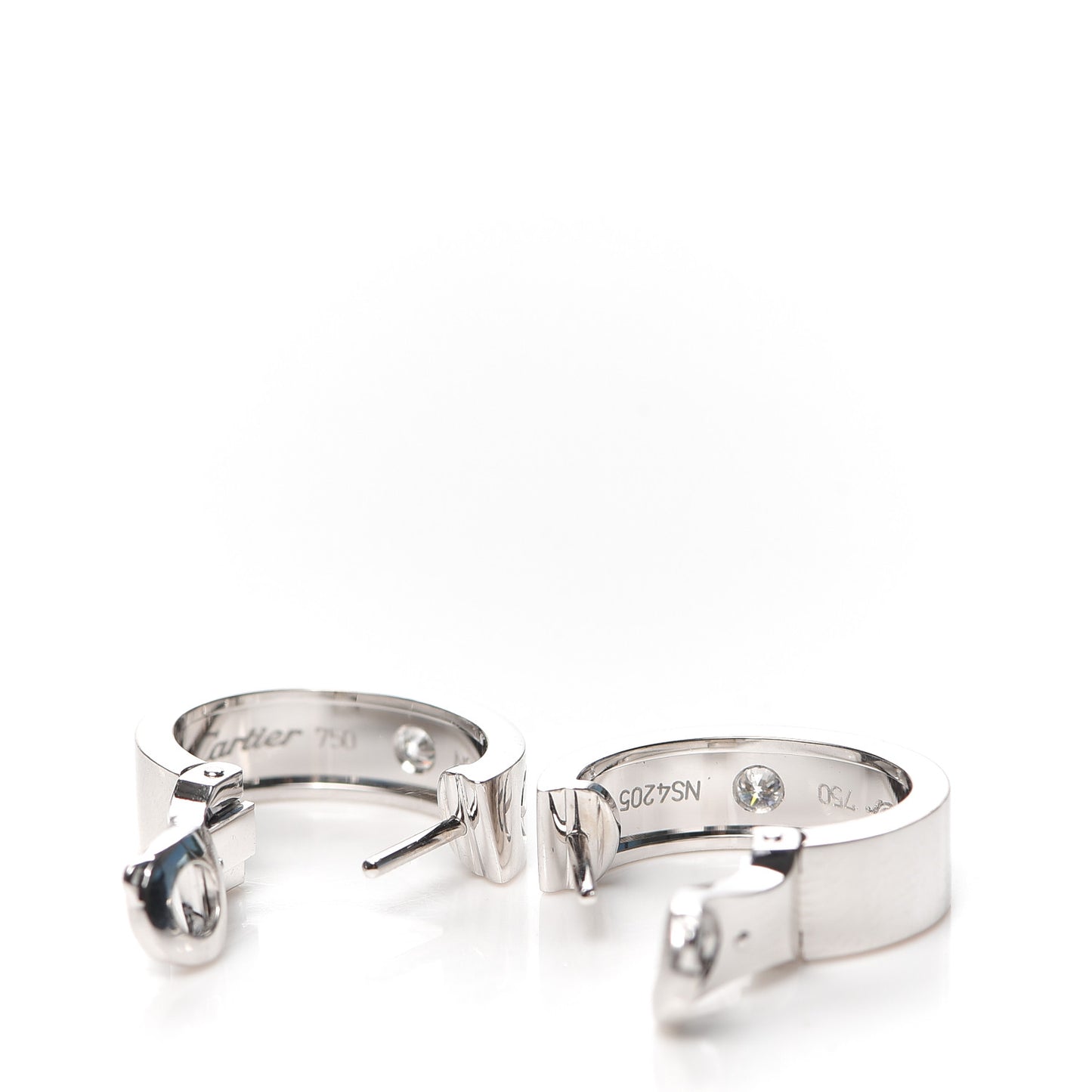18K White Gold 2 Diamond 5.5mm LOVE Hoop Earrings