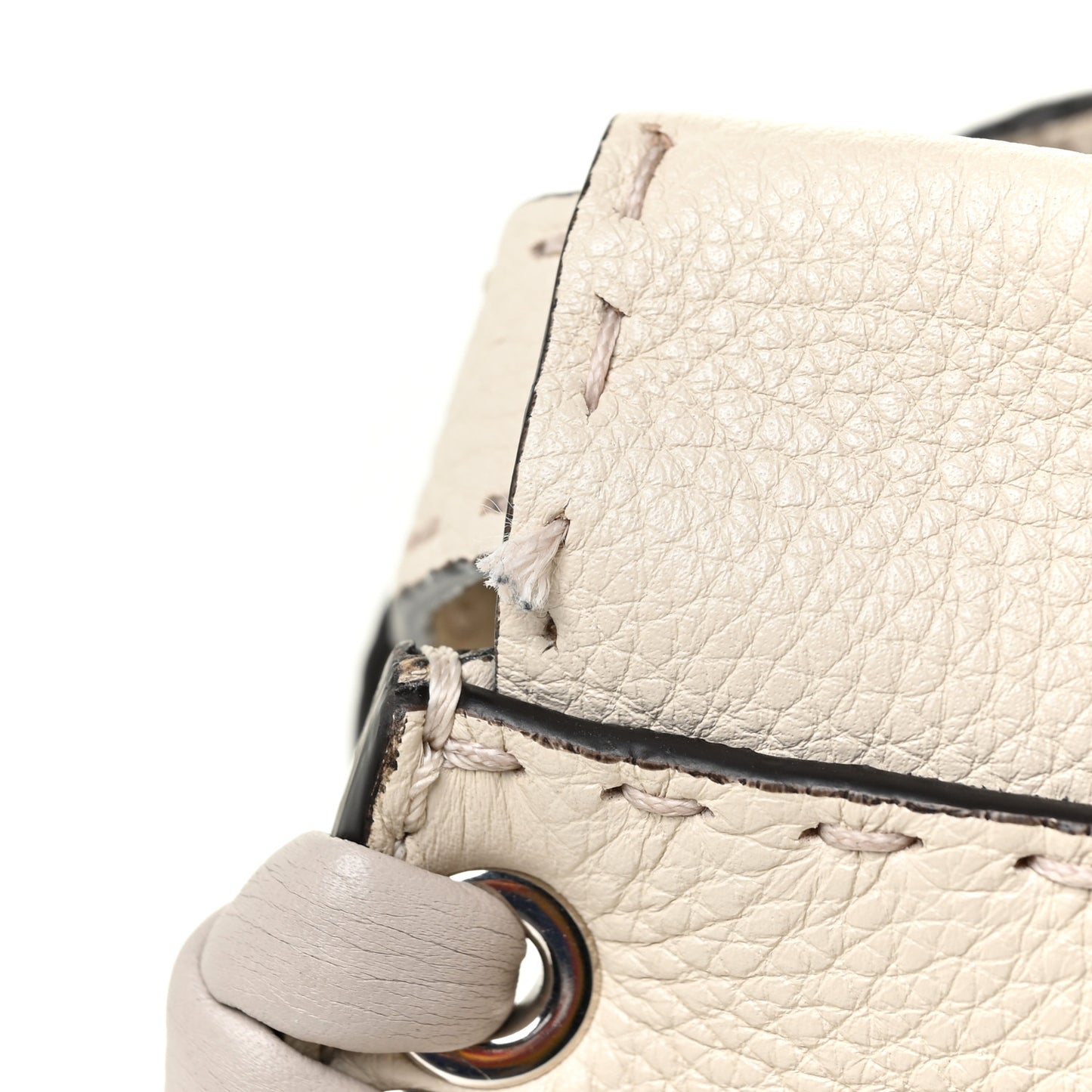 Cuoio Romano Selleria Vitello Dolce Lace Up Medium Peekaboo Iconic Satchel Camelia Milk Grigio Polvere