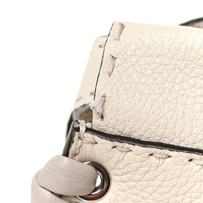Fendi Cuoio Romano Selleria Vitello Dolce Lace Up Medium Peekaboo Iconic Satchel Camelia Milk Grigio Polvere 15 of 15