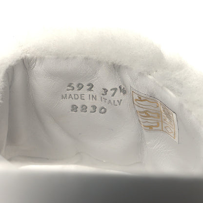 Prada Shearling Metal Triangle Logo Lug Sole 20mm Slide Sandals 37.5 White 6 of 9