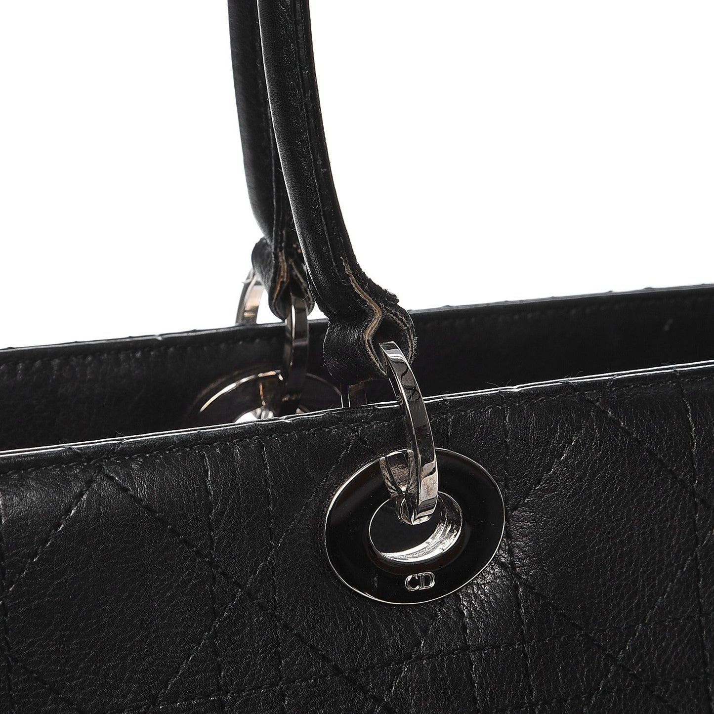 Calfskin Cannage Stitched Large East West Lady Dior Black