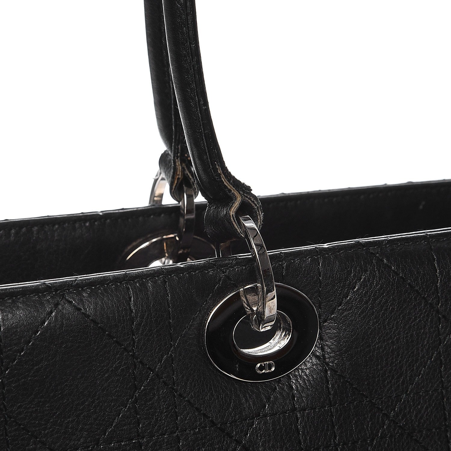 Christian Dior Calfskin Cannage Stitched Large East West Lady Dior Black 10 of 15