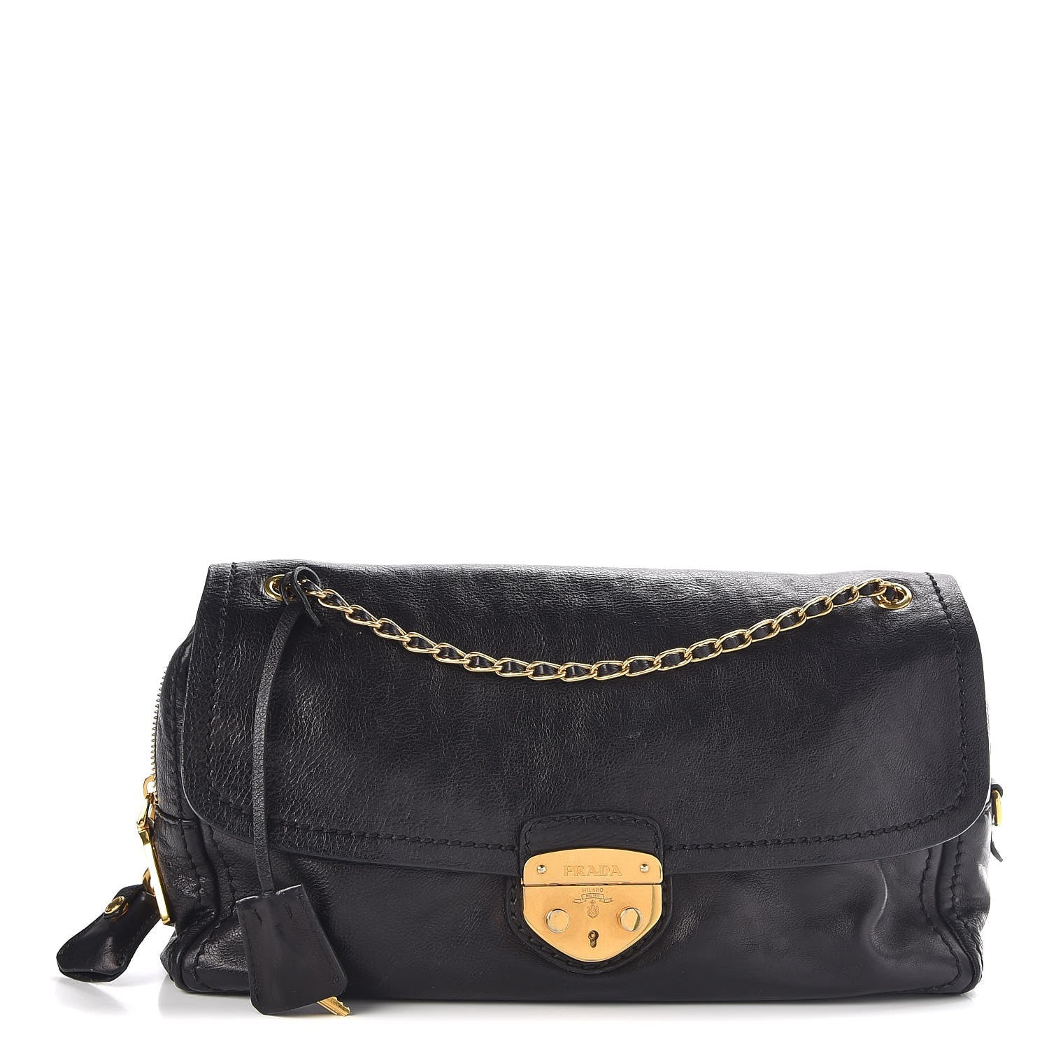 Prada Glace Calf Shoulder Bag Black 1 of 13
