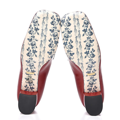 Gucci Goatskin Feline Ginger Loafer Pumps 41 Hibiscus Red Blue 5 of 10
