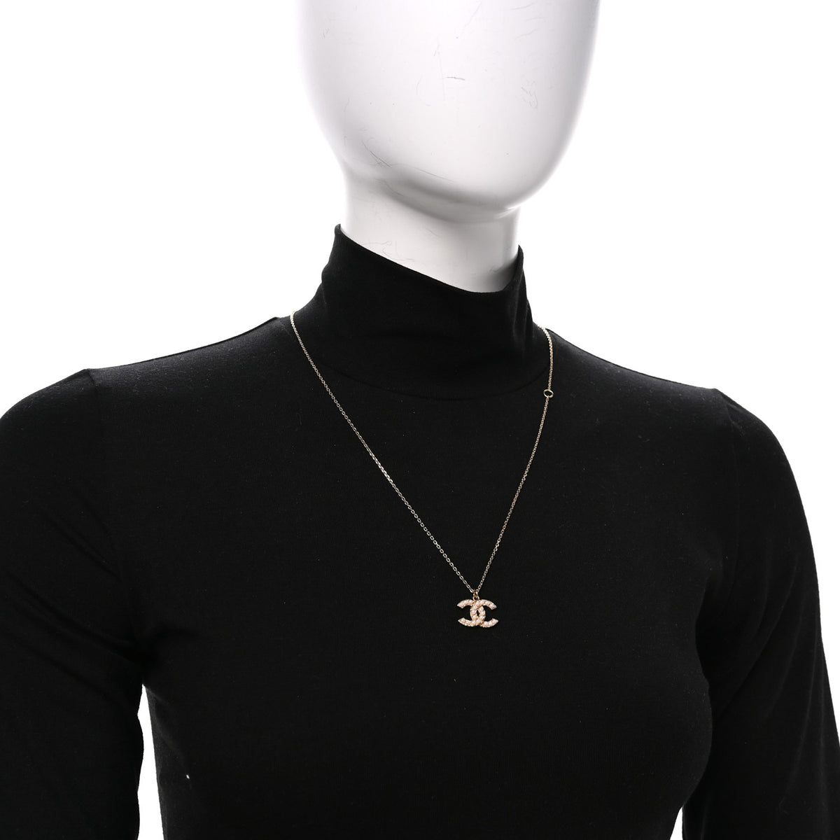 Pearl CC Pendant Necklace Gold