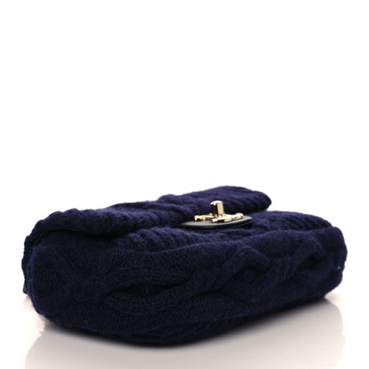 Chanel Cable Knit Small Flap Navy Blue 3 of 9