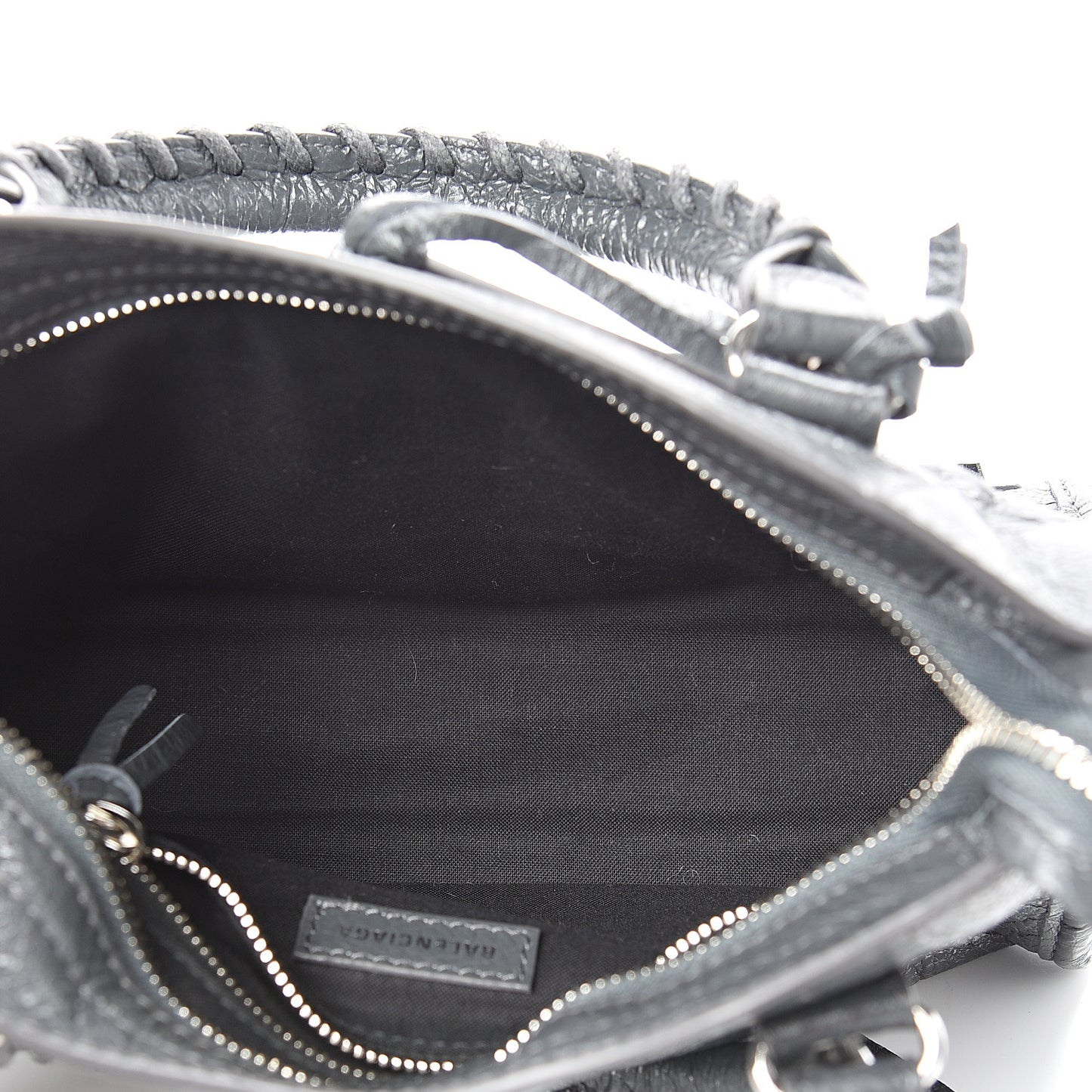 Agneau Classic Silver Hardware Mini City Gris Fossile