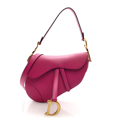 Christian Dior Grained Calfskin Saddle Bag With Strap Fuchsia 2 of 19