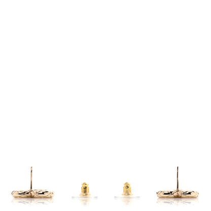 Chanel Metal Crystal CC Logo Heart Earrings Gold 3 of 5
