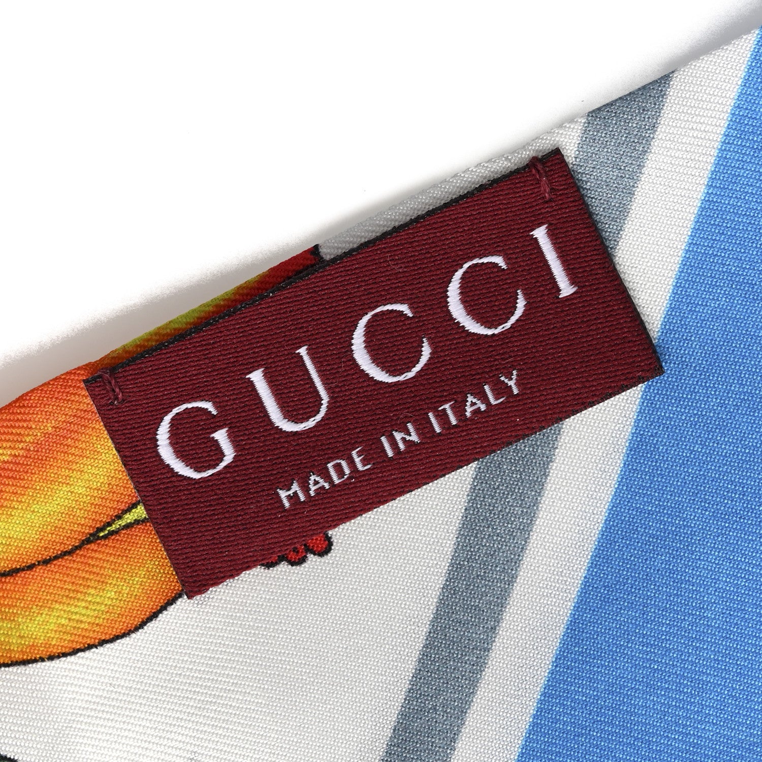 Gucci Silk Floral Print Twill Headband White Blue Multicolor 4 of 6