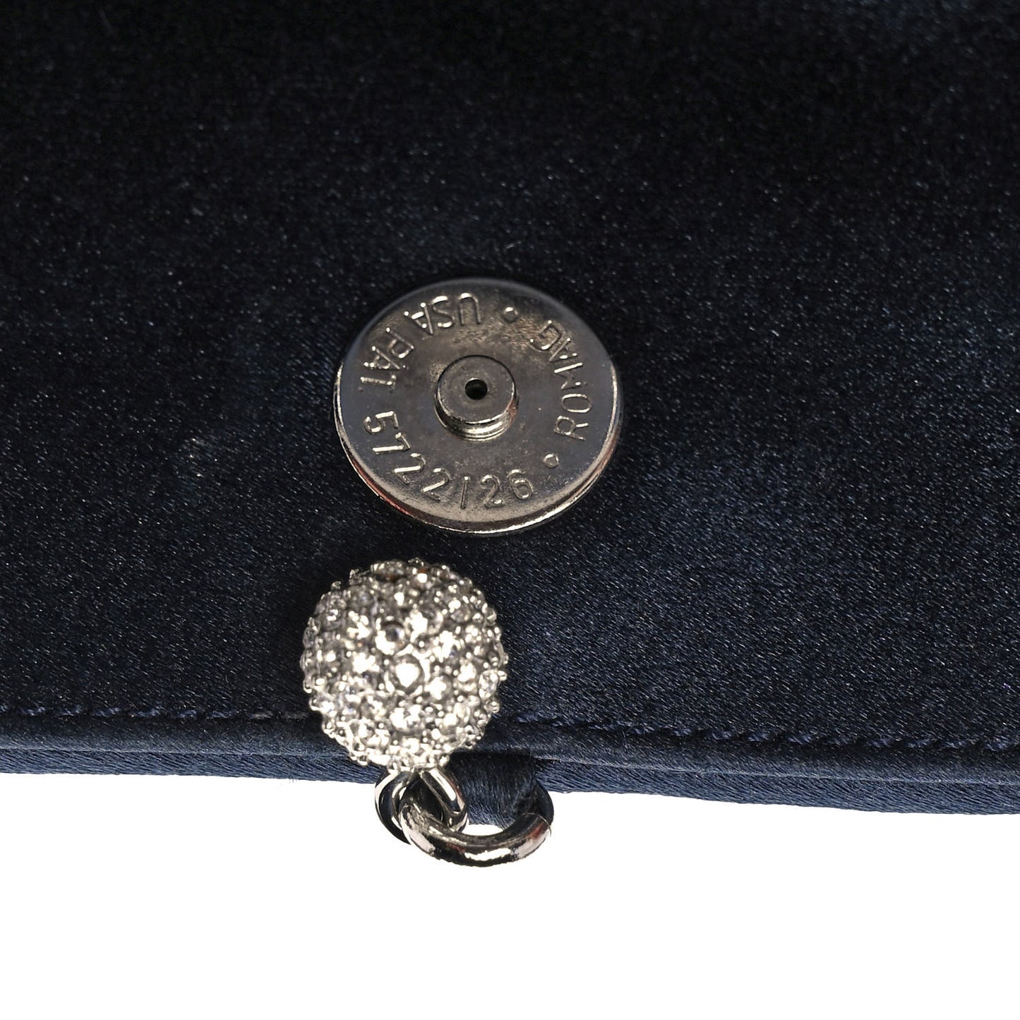 Crystal Satin Clutch Navy Blue