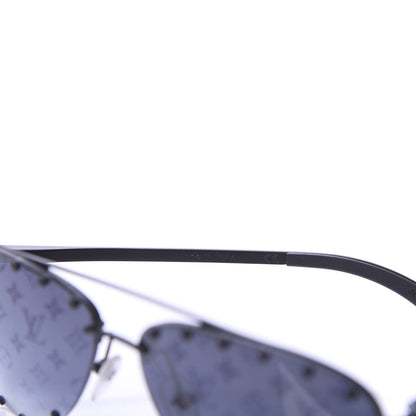 Louis Vuitton Monogram The Party Aviator Sunglasses Z0971U Black 6 of 10