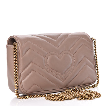 Gucci Calfskin Matelasse Super Mini GG Marmont Shoulder Bag Porcelain Rose 3 of 9
