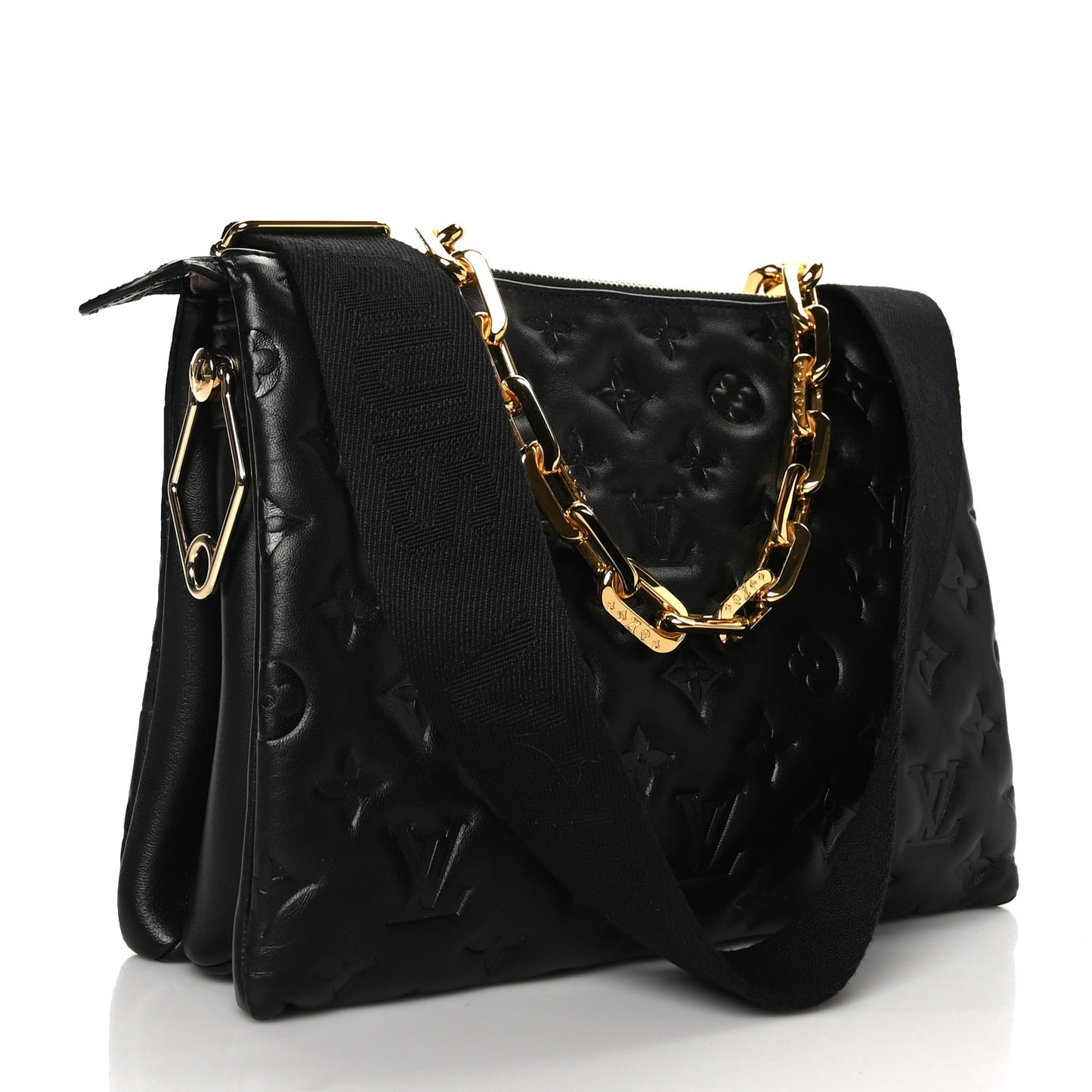 Lambskin Embossed Monogram Coussin PM Black