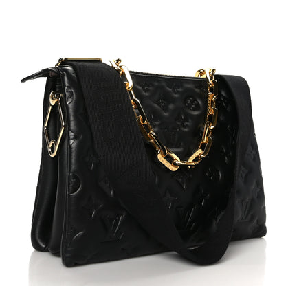 Louis Vuitton Lambskin Embossed Monogram Coussin PM Black 3 of 9