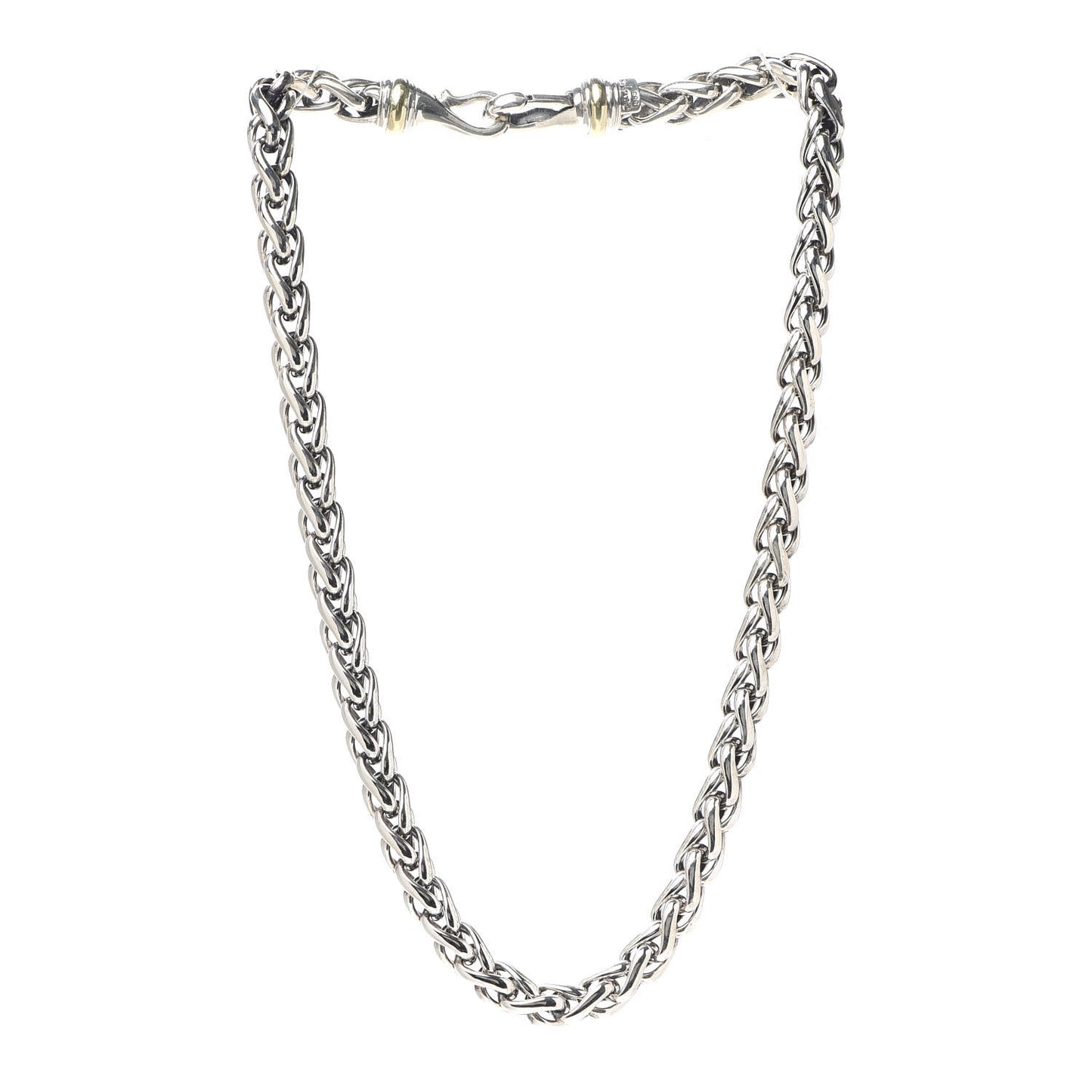 Sterling Silver 14K Yellow Gold 6mm Wheat Chain Necklace