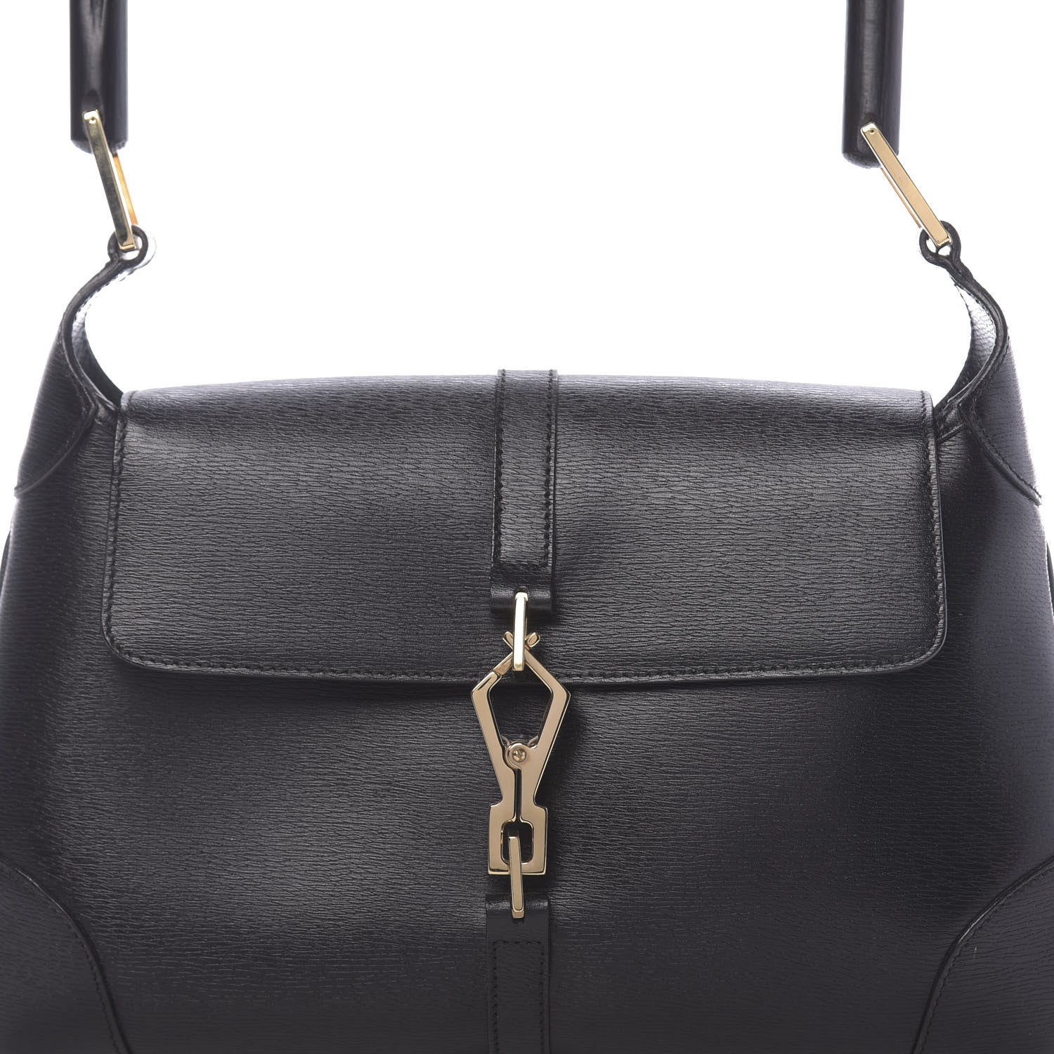 Gucci Calfskin Bamboo Handle Jackie O Hobo Black 10 of 10