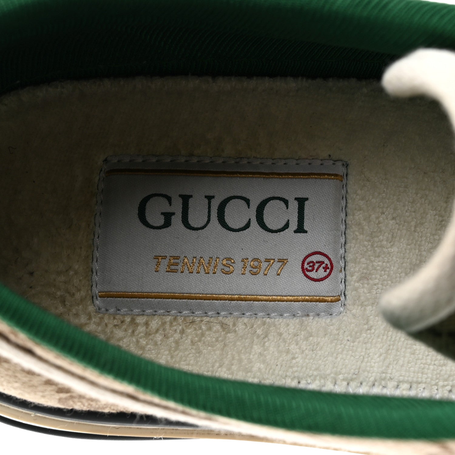 Gucci GG Monogram Web Womens 1977 Tennis Sneakers 37.5 Beige Ebony Mystic White 6 of 8