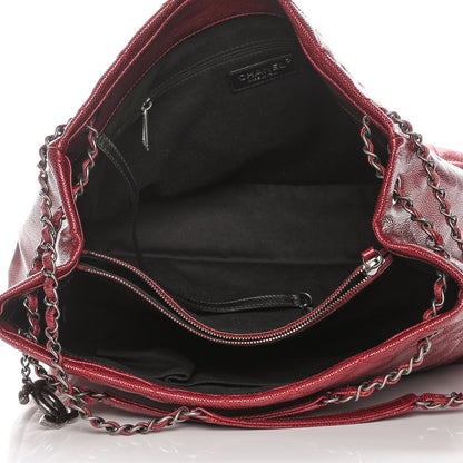 Chanel Iridescent Caviar Quilted Tall Chic Shopping Tote Red 5 of 7