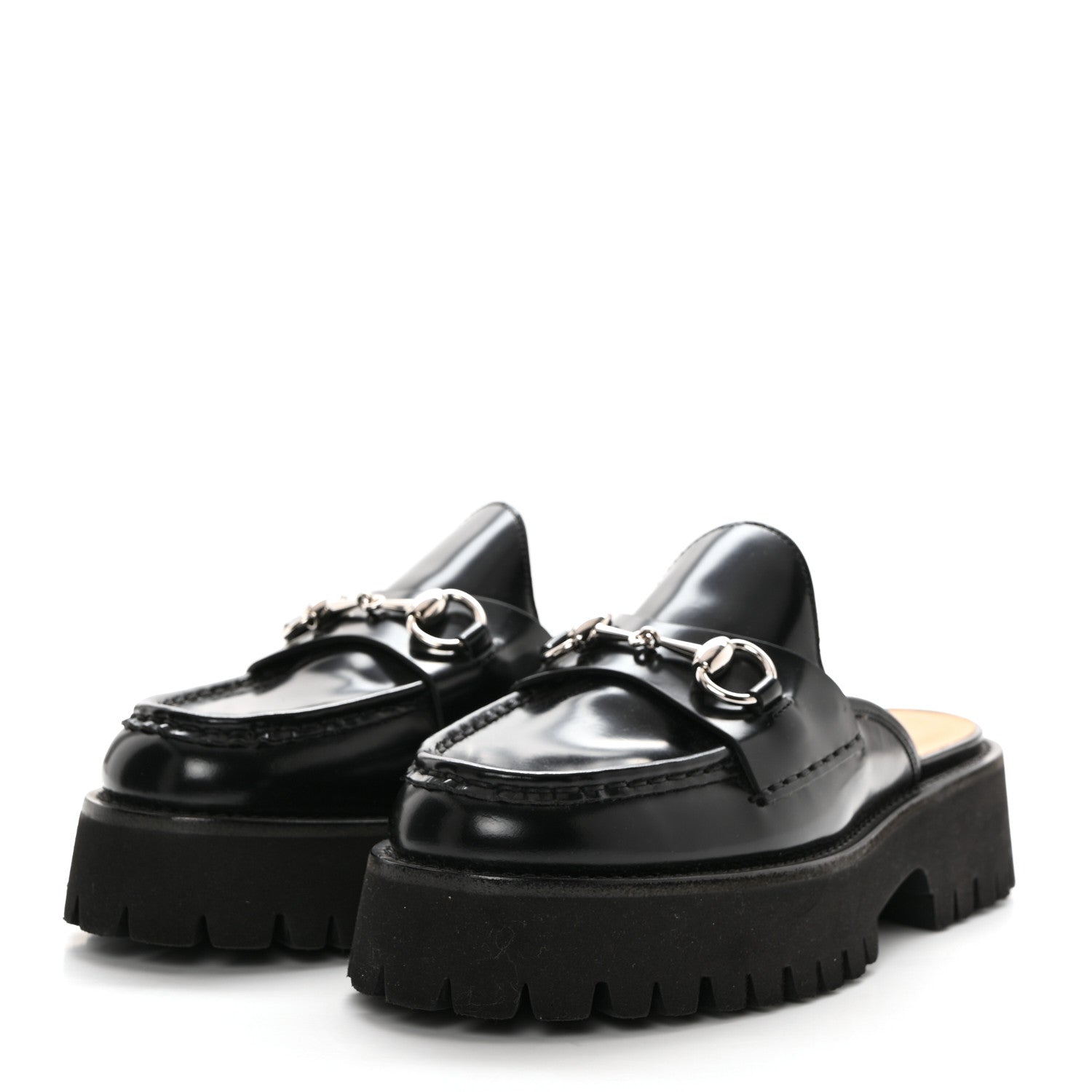 Gucci Magnum Calfskin Womens Horsebit Platform Mules 37 Black 3 of 9