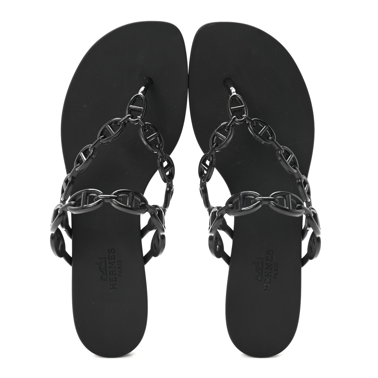 Hermes Rubber Chaine d'Ancre Island Sandals 38 Black 2 of 9