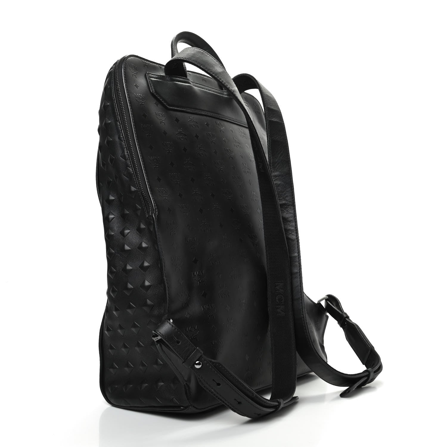 MCM Calfskin Embossed Medium M Moment Backpack Black 3 of 12