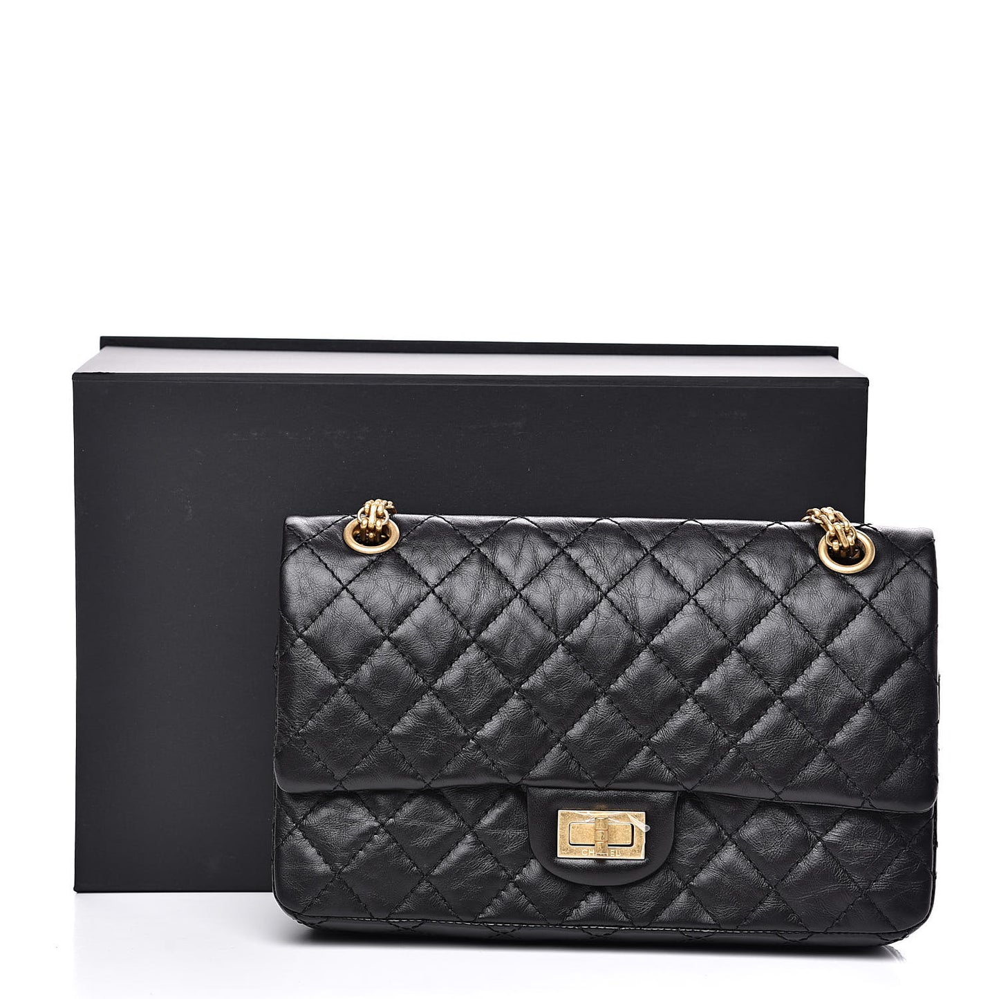 Aged Calfskin Quilted 2.55 Reissue 225 Flap Black