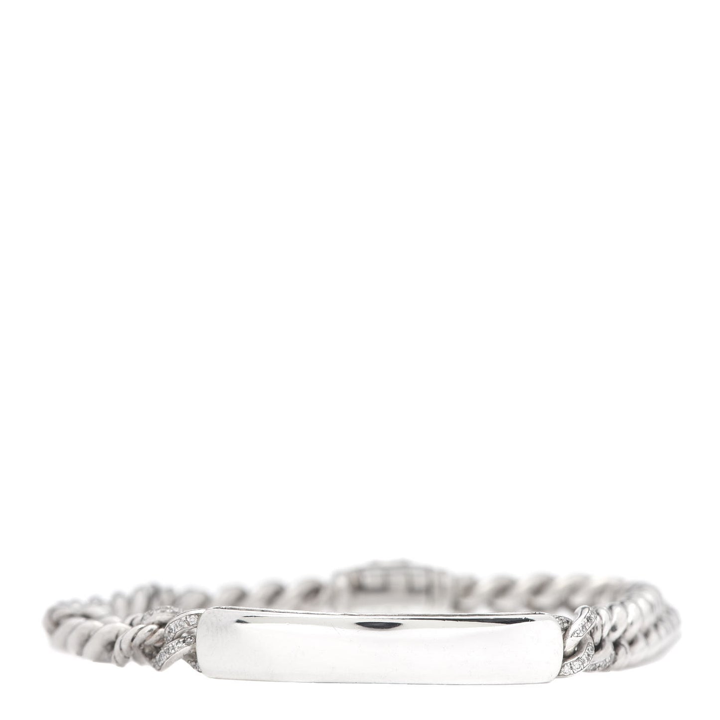 Sterling Silver Diamond 7mm Petite Pave Curb Link ID Bracelet