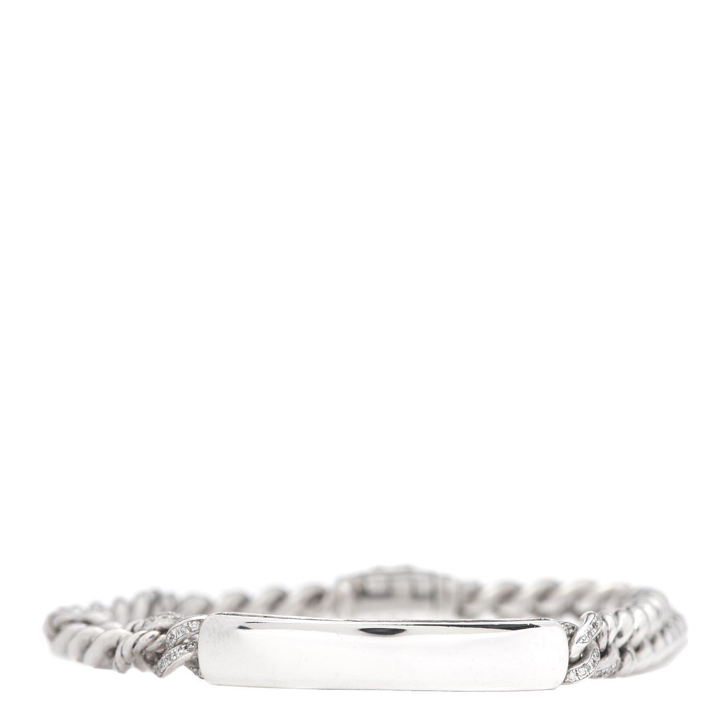 David Yurman Sterling Silver Diamond 7mm Petite Pave Curb Link ID Bracelet 1 of 6