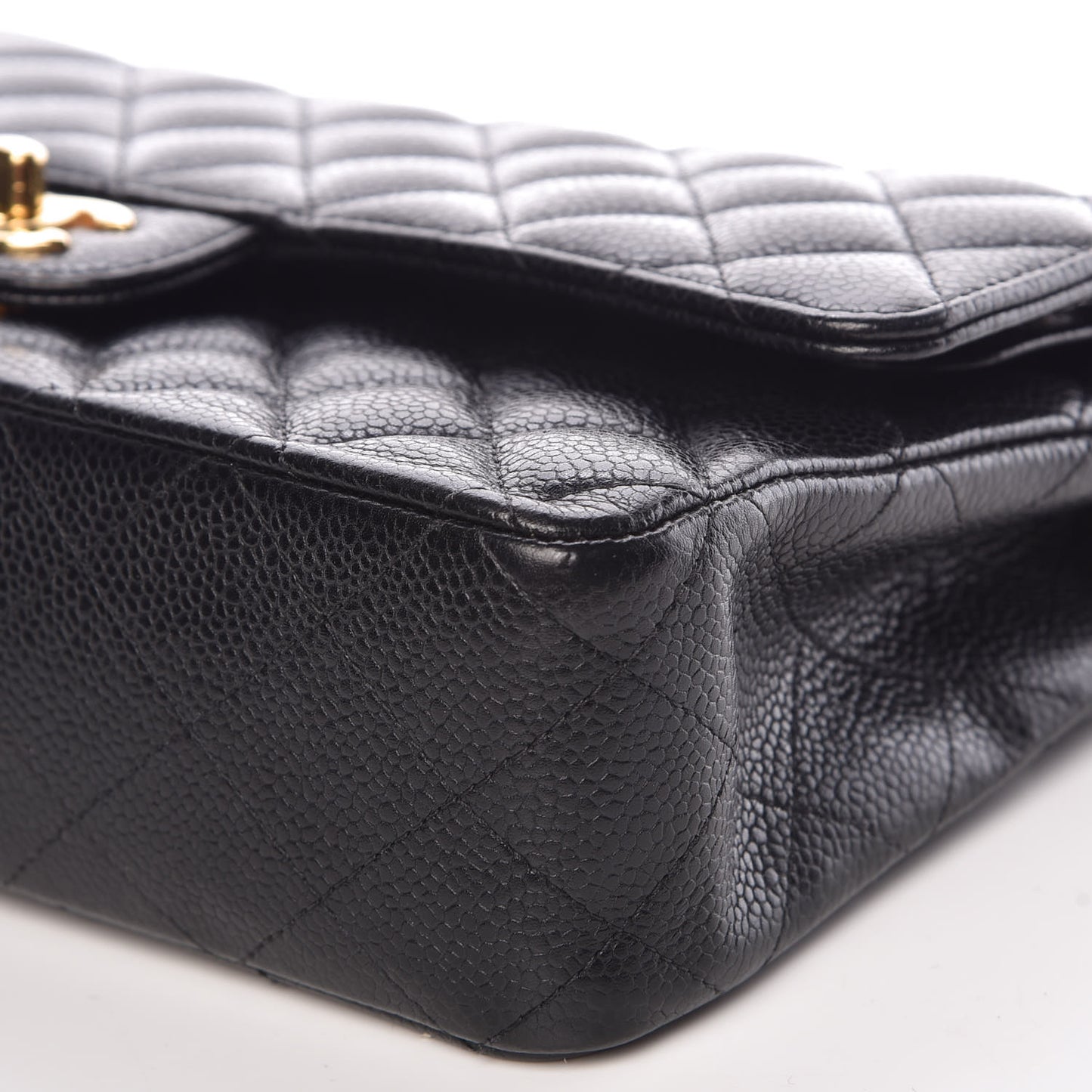 Caviar Quilted Medium Double Flap Black