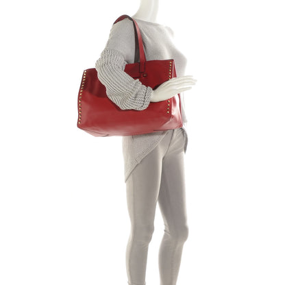 Valentino Garavani Nappa Medium Rockstud Soft Tote Red 2 of 8