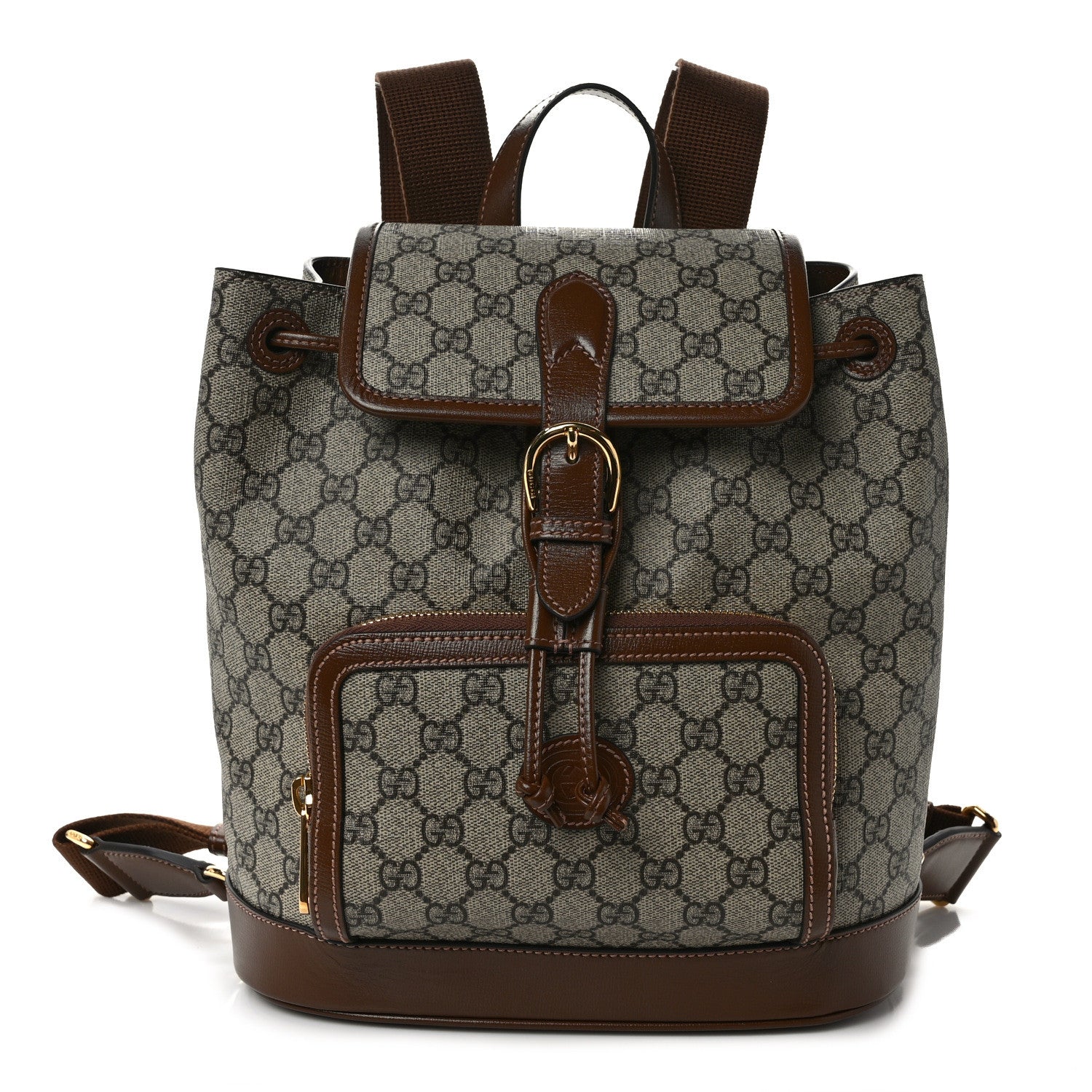 Gucci GG Supreme Monogram Azalea Calfskin Retro Interlocking G Buckle Backpack Beige Ebony Brown Sugar 1 of 8