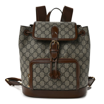 Gucci GG Supreme Monogram Azalea Calfskin Retro Interlocking G Buckle Backpack Beige Ebony Brown Sugar 1 of 8