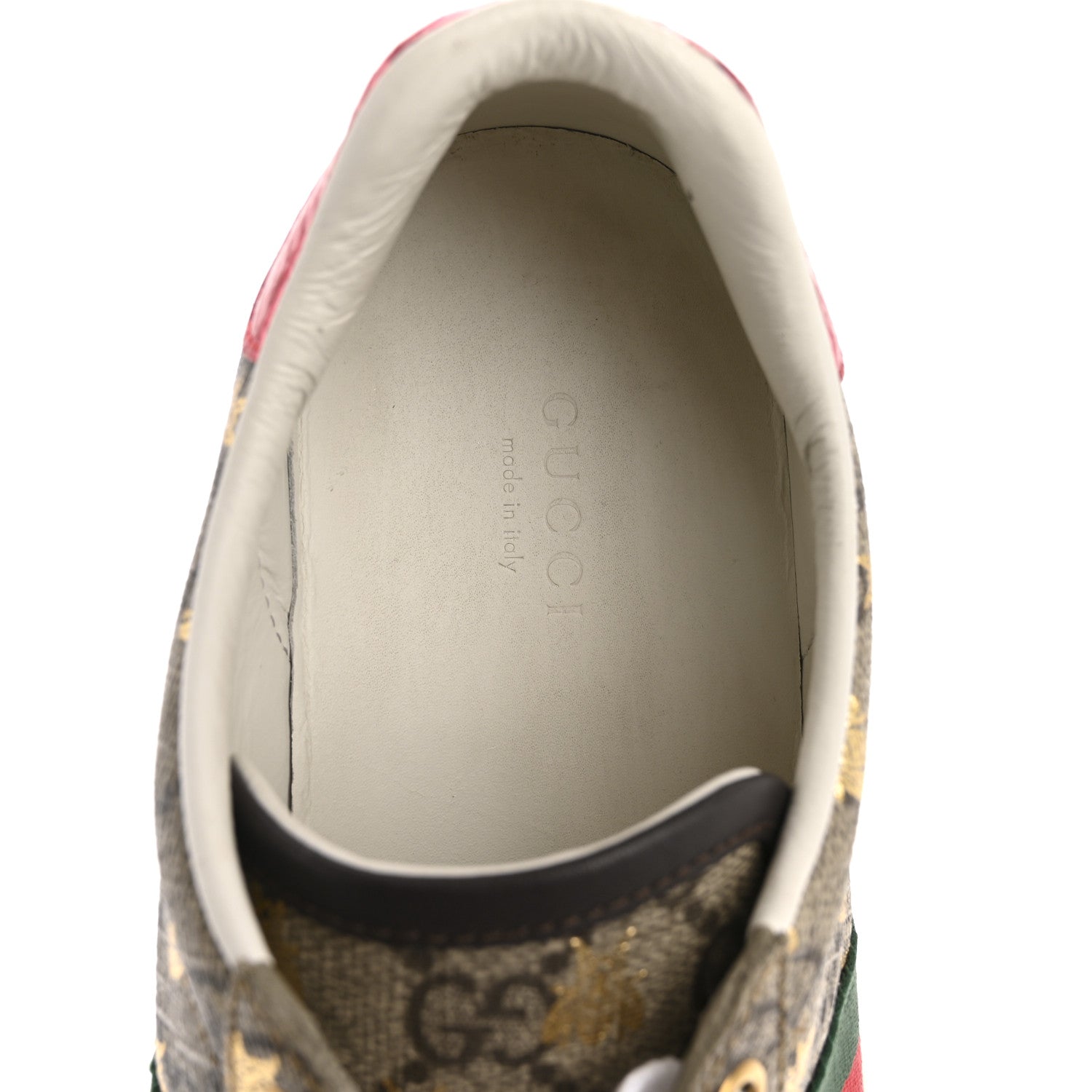 Gucci GG Supreme Monogram Bees Ayers Web Womens Ace Sneakers 37.5 Beige Oro Green Red 7 of 11