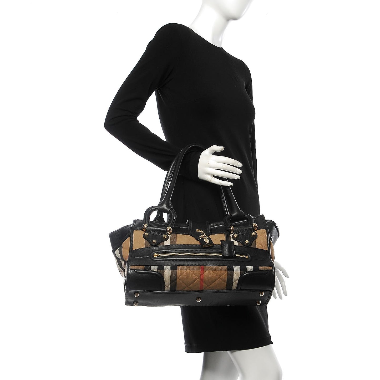 House Check Quilted Large Manor Tote Black