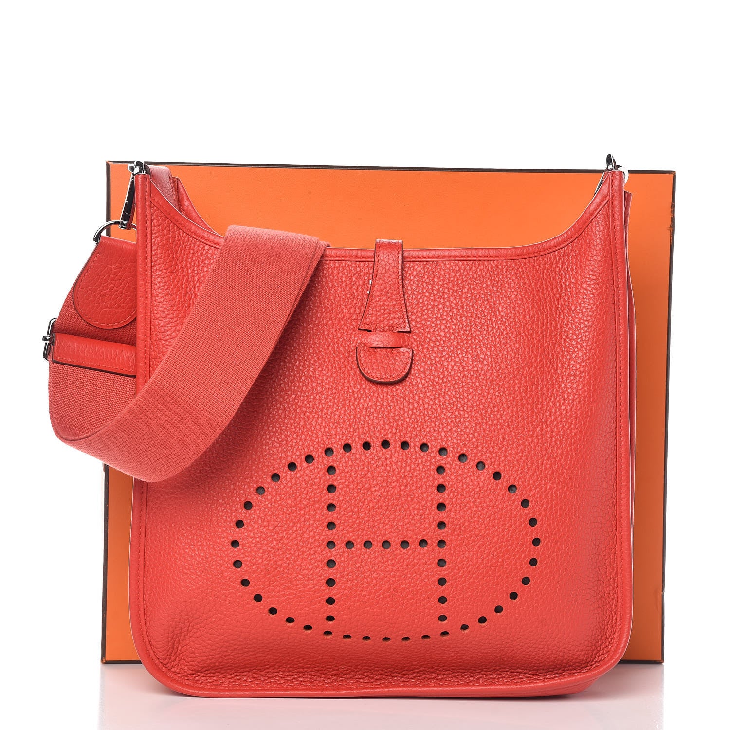 Hermes Taurillon Clemence Evelyne III PM Rouge Tomate 10 of 10