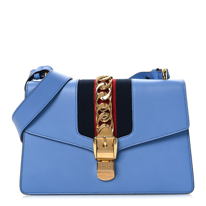 Gucci Calfskin Small Sylvie Shoulder Bag Clear Sky Blue 1 of 11