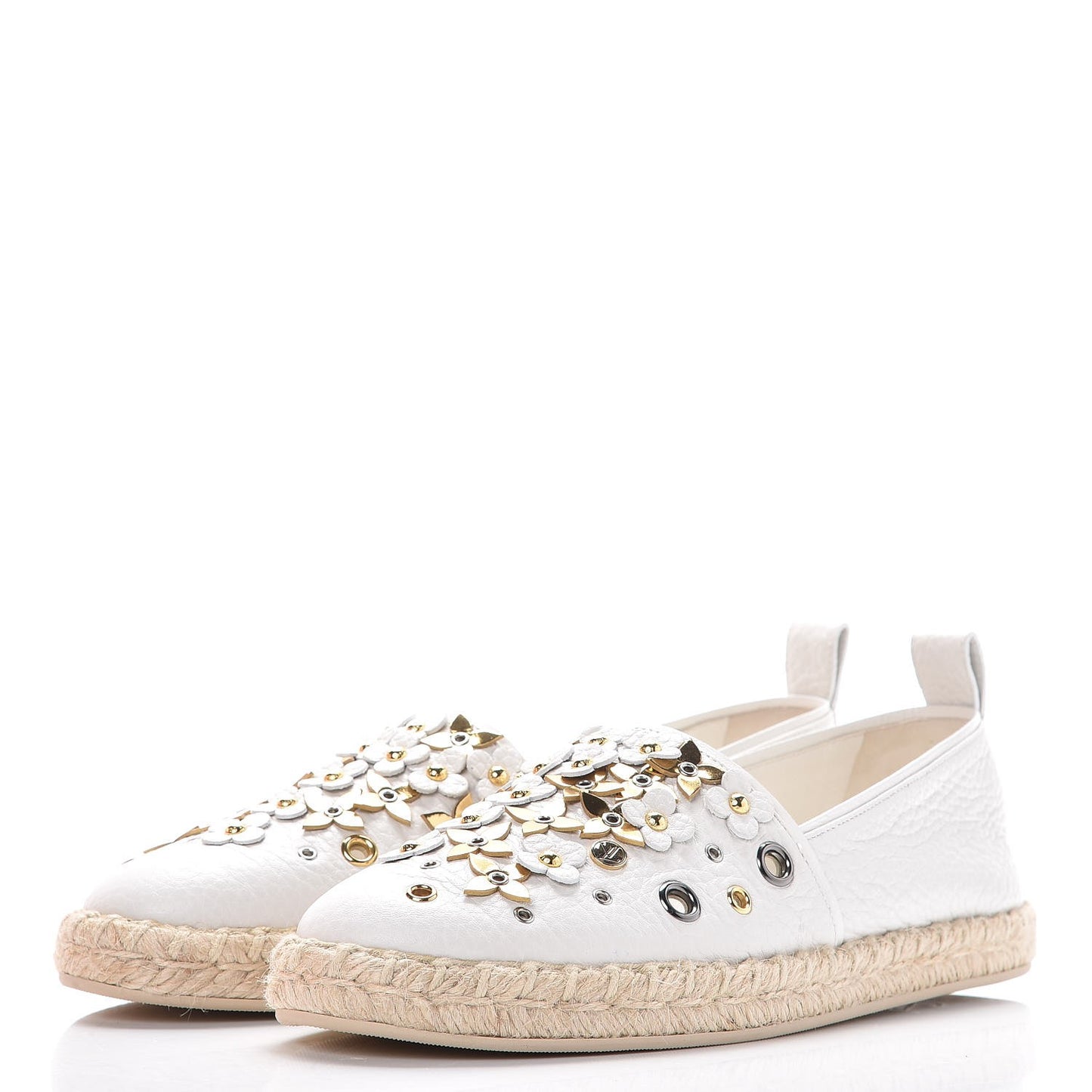 Calfskin Tropical Bloom Espadrille Flat 36 White