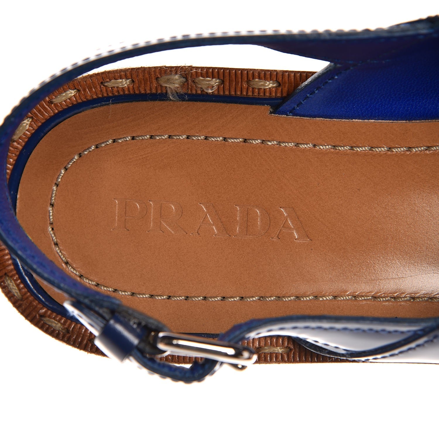 Prada Vernice Cork Crisscross Platform 60mm Sandals 40.5 Cobalto 12 of 13