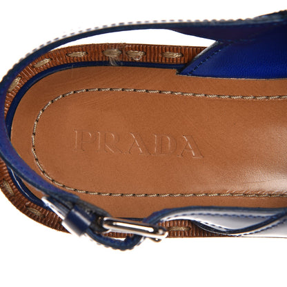 Prada Vernice Cork Crisscross Platform 60mm Sandals 40.5 Cobalto 12 of 13