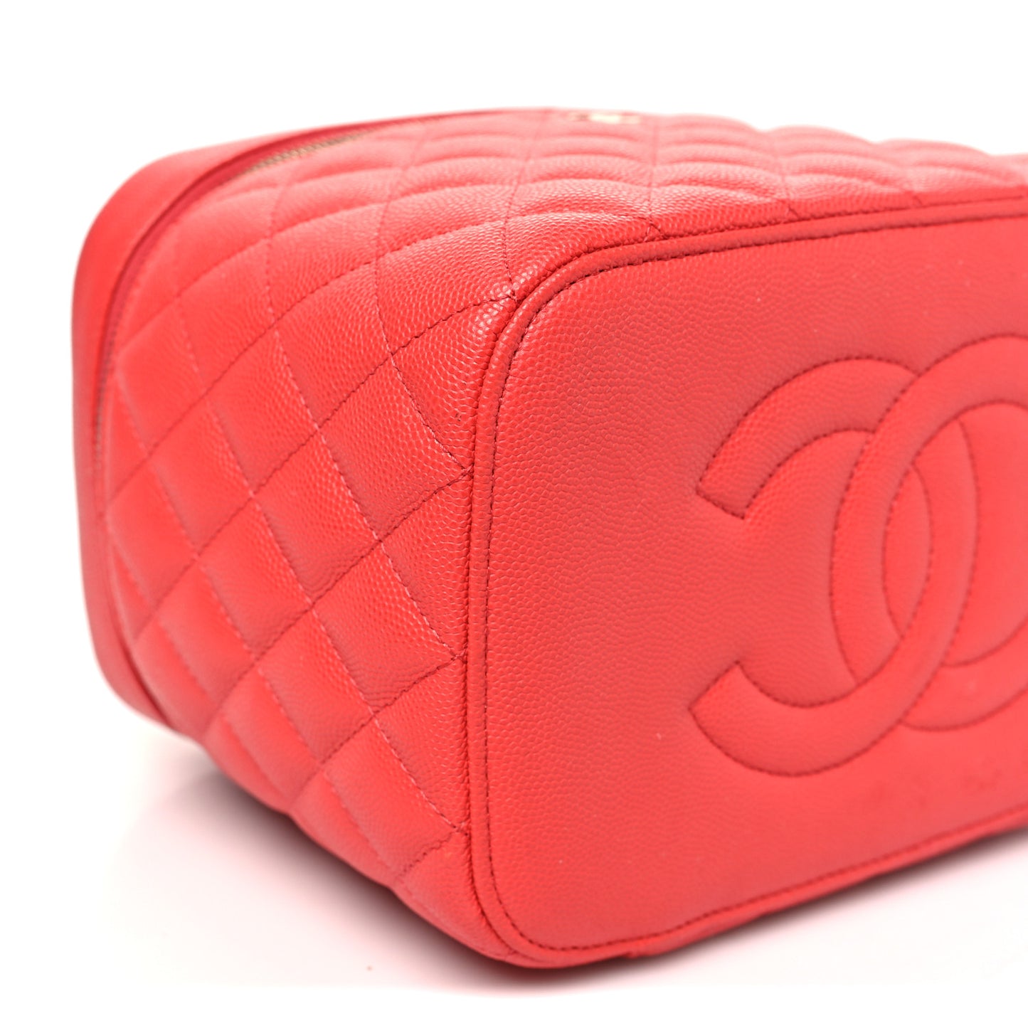 Caviar Quilted Large Vanity Pouch Red