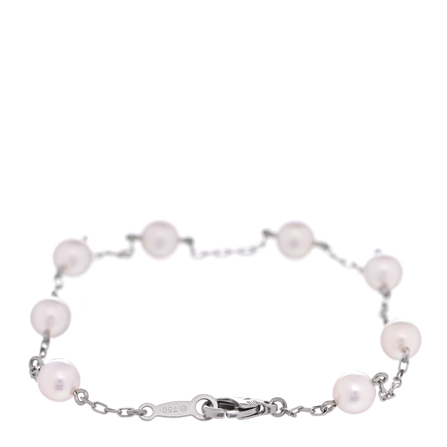 18K White Gold 5mm Akoya Pearl Station Bracelet