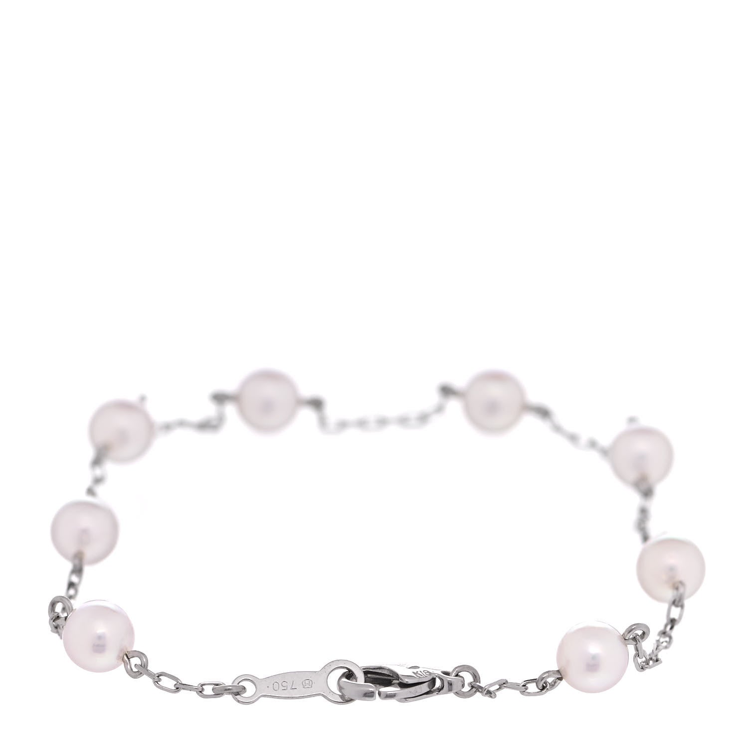Mikimoto 18K White Gold 5mm Akoya Pearl Station Bracelet 3 of 5