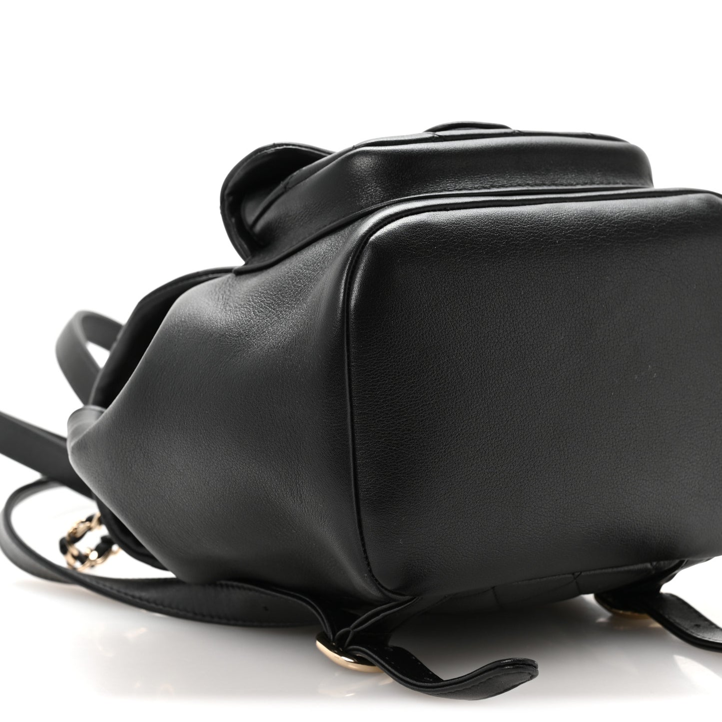 Glazed Aged Calfskin Quilted Small Duma Drawstring Backpack Black