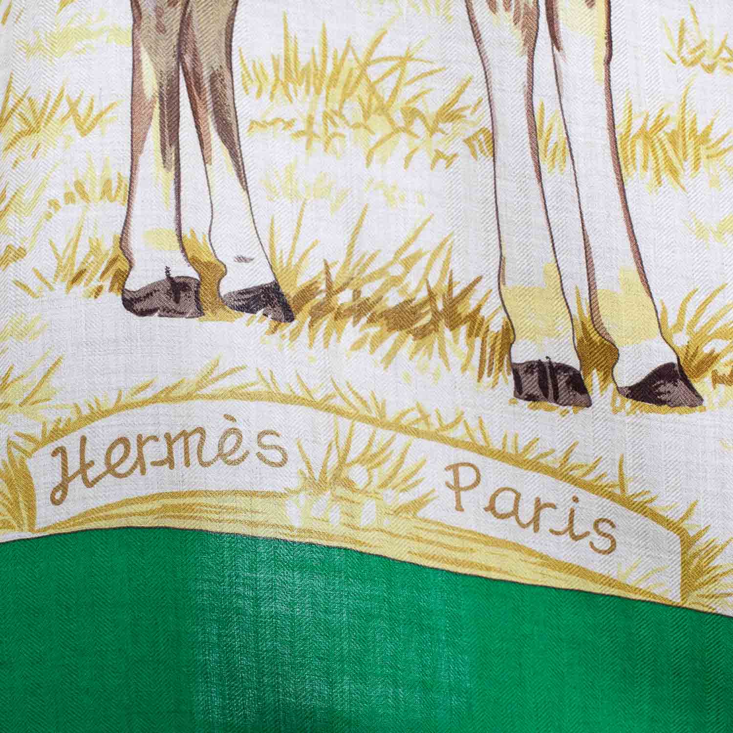 Hermes Cashmere Silk Les Girafes Shawl 140 6 of 8