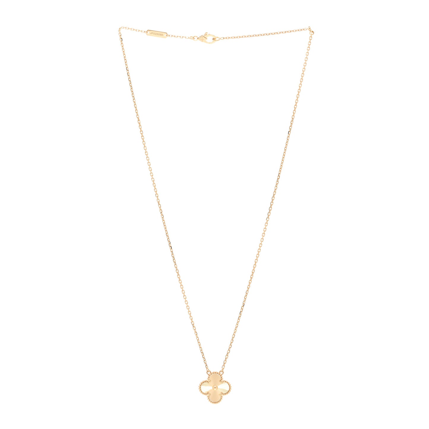 18K Yellow Gold Guilloche Vintage Alhambra Pendant Necklace