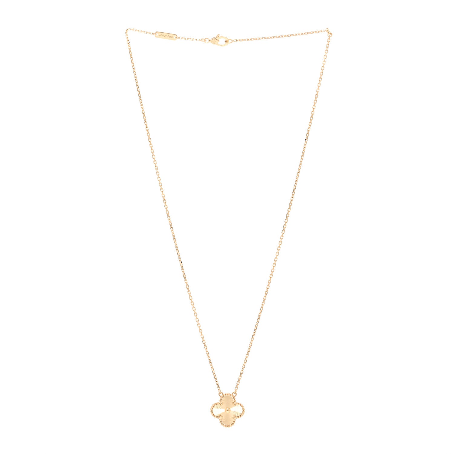 Van Cleef & Arpels 18K Yellow Gold Guilloche Vintage Alhambra Pendant Necklace 3 of 6