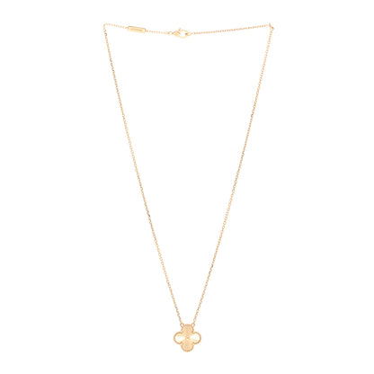 Van Cleef & Arpels 18K Yellow Gold Guilloche Vintage Alhambra Pendant Necklace 3 of 6