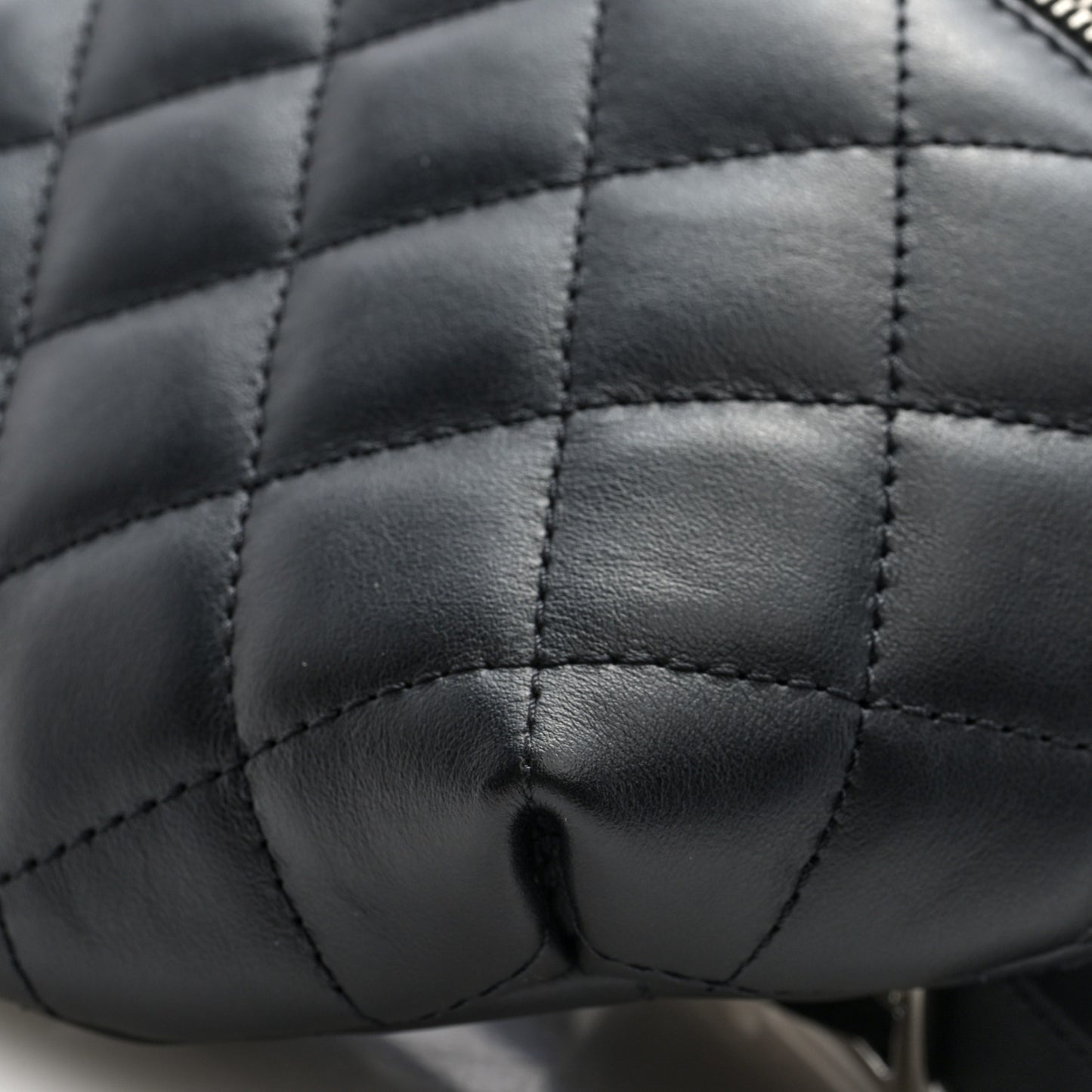 Lambskin Quilted Waist Belt Bag Black