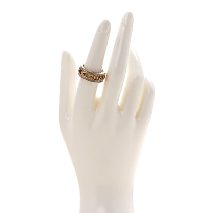 Chanel Metal Crystal Bow-tiful CC Logo Ring 54 6.75 Gold 2 of 5